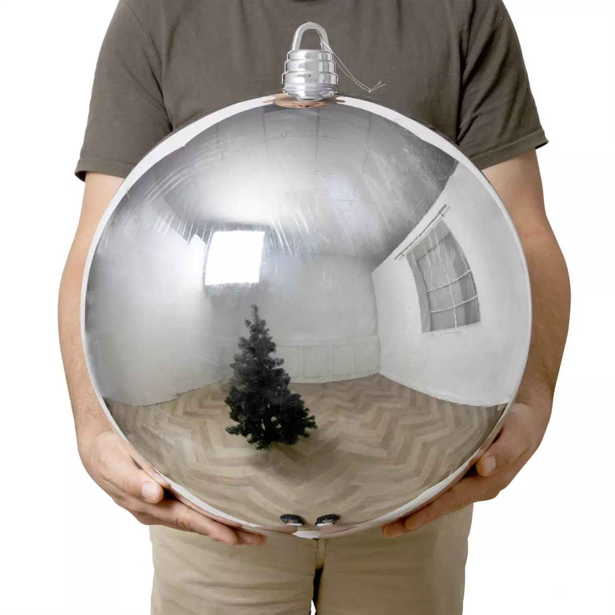 eminza Boule de Noël (D400 mm) New Alpine XXL Argent
