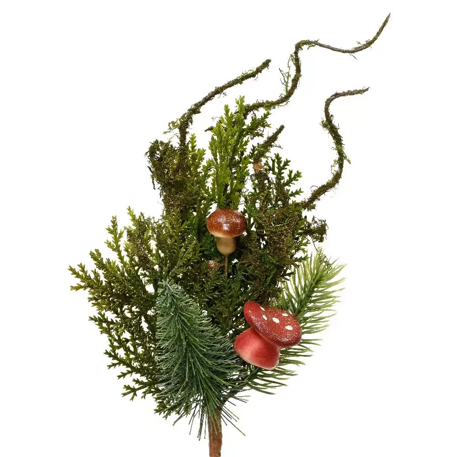 eminza Branche de Noël (25 cm) Champignons Vert