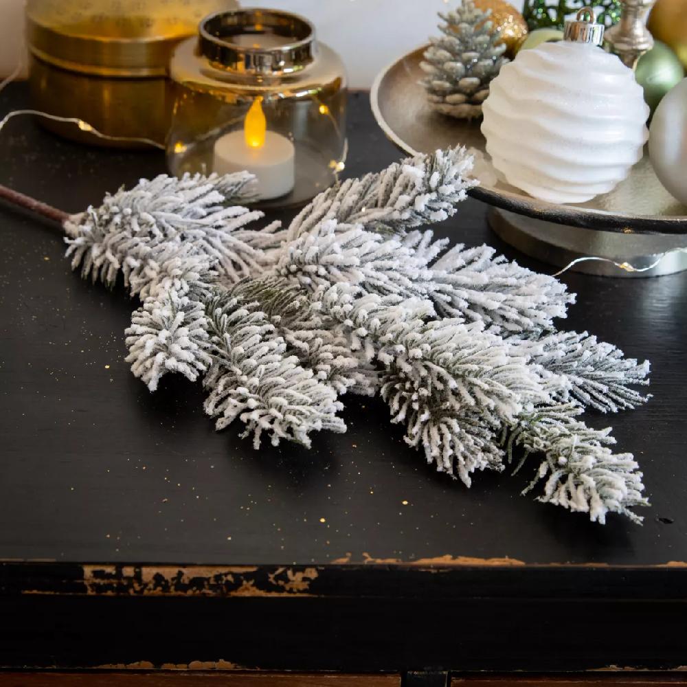 eminza Branche de sapin (35 cm) Santa Vert enneigé