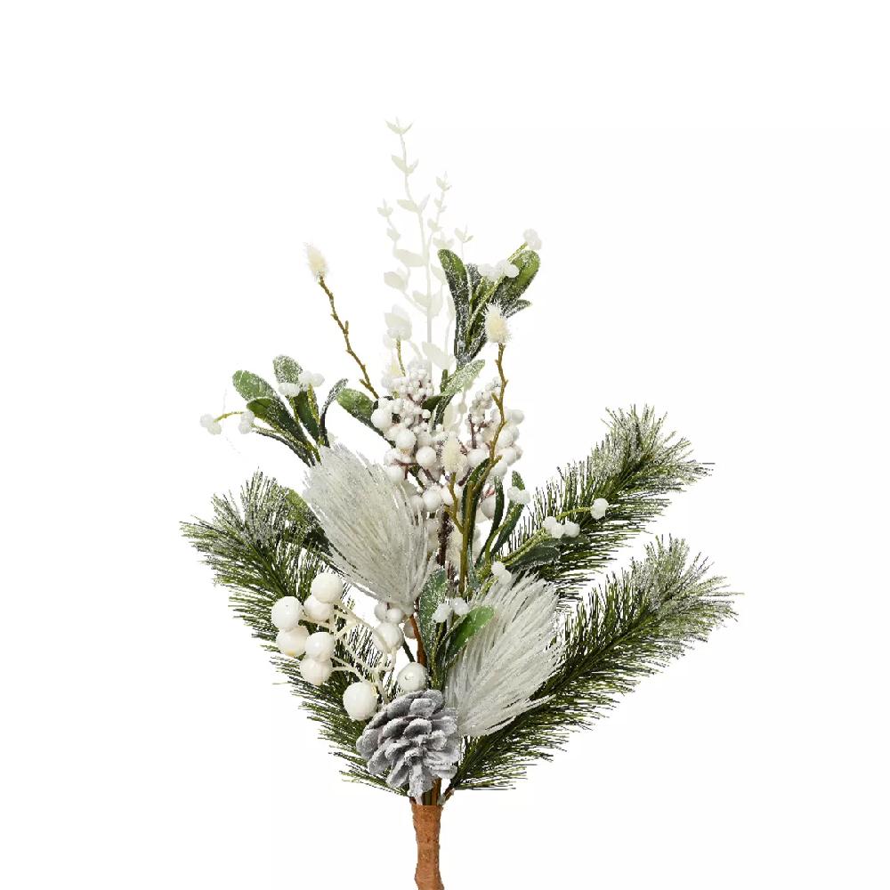 eminza Branche de sapin (H50 cm) Baies givrées Blanc