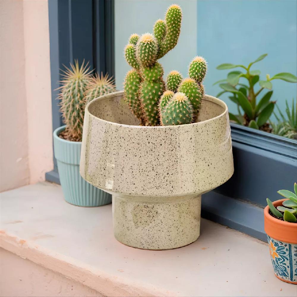 eminza Cache-pot en métal (H16 cm) Terrazzo Beige