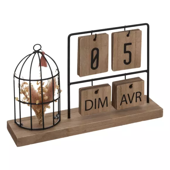 Eminza Calendrier Déco à Poser En Bois Et Métal