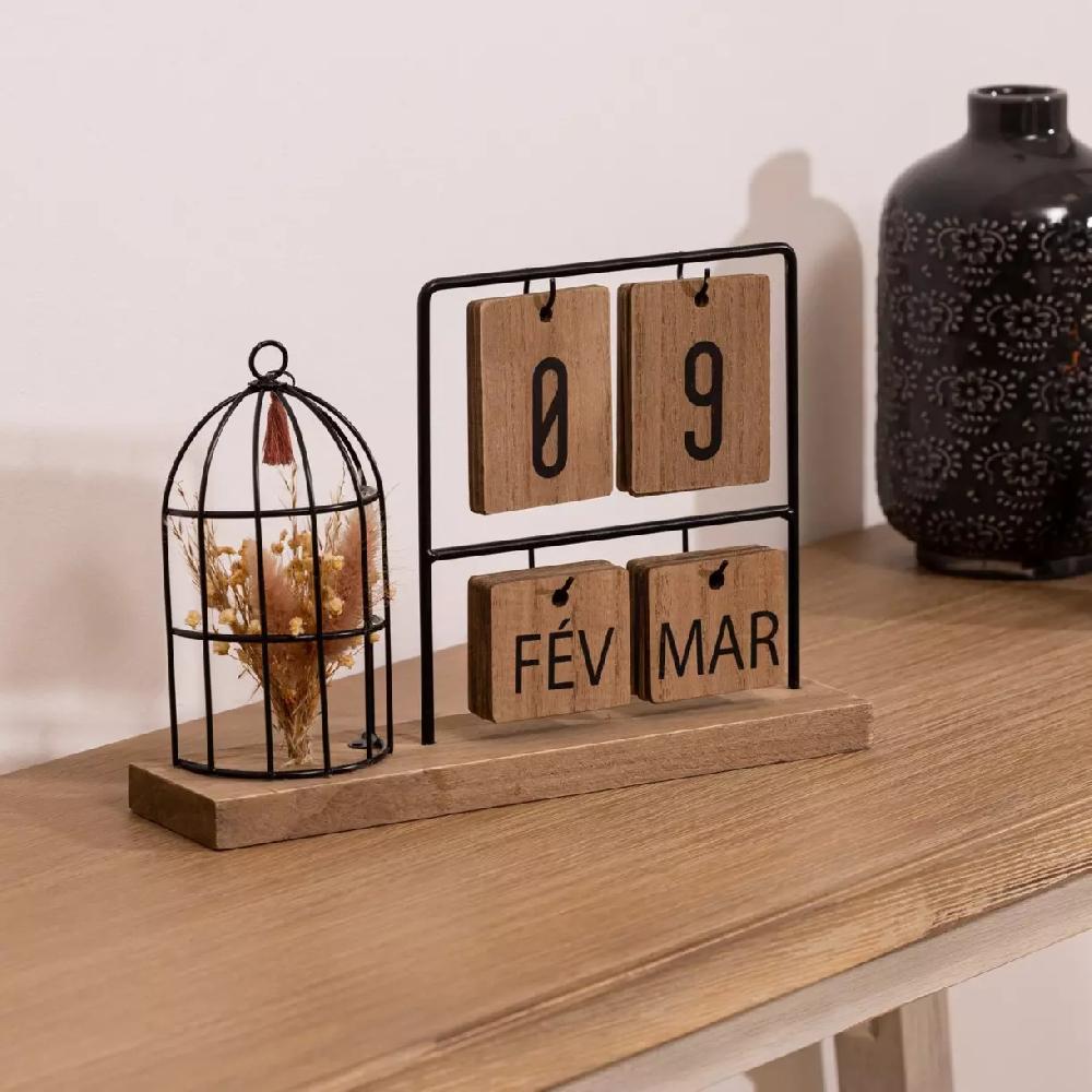 eminza Calendrier déco à poser en bois et métal
