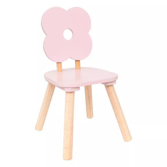 Eminza Chaise Enfant Bois (48 Cm) Douceur Fleur Rose