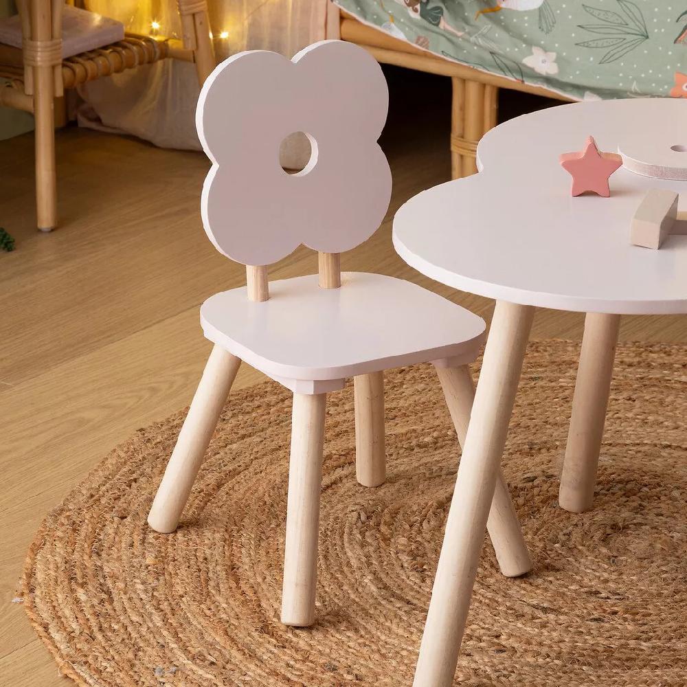 eminza Chaise enfant bois (48 cm) Douceur Fleur Rose