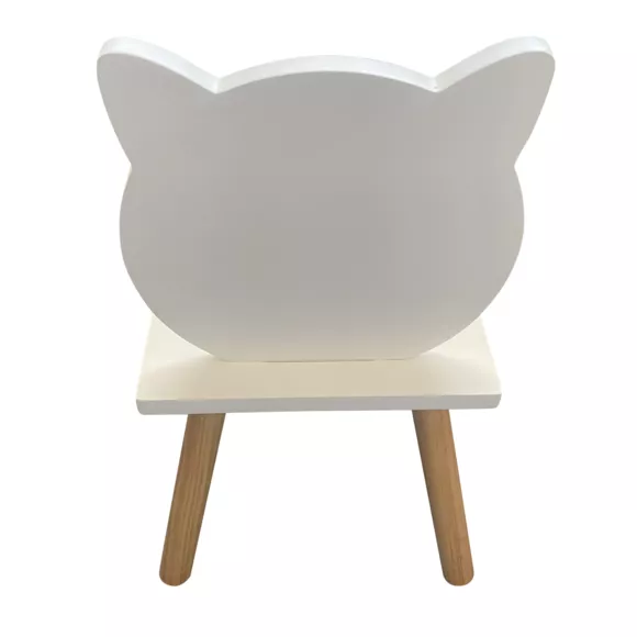 Eminza Chaise Enfant Bois (H46 Cm) Chaton Blanc