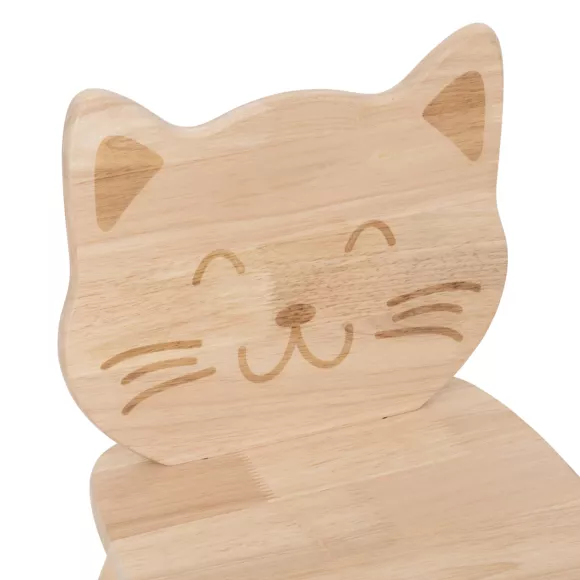 Eminza Chaise Enfant Bois (H50 Cm) Chaton Pia Beige