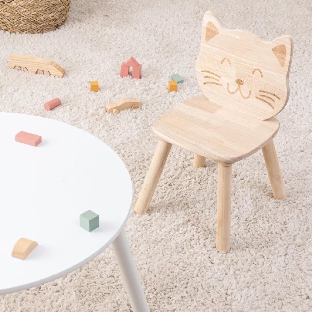 eminza Chaise enfant bois (H50 cm) Chaton Pia Beige