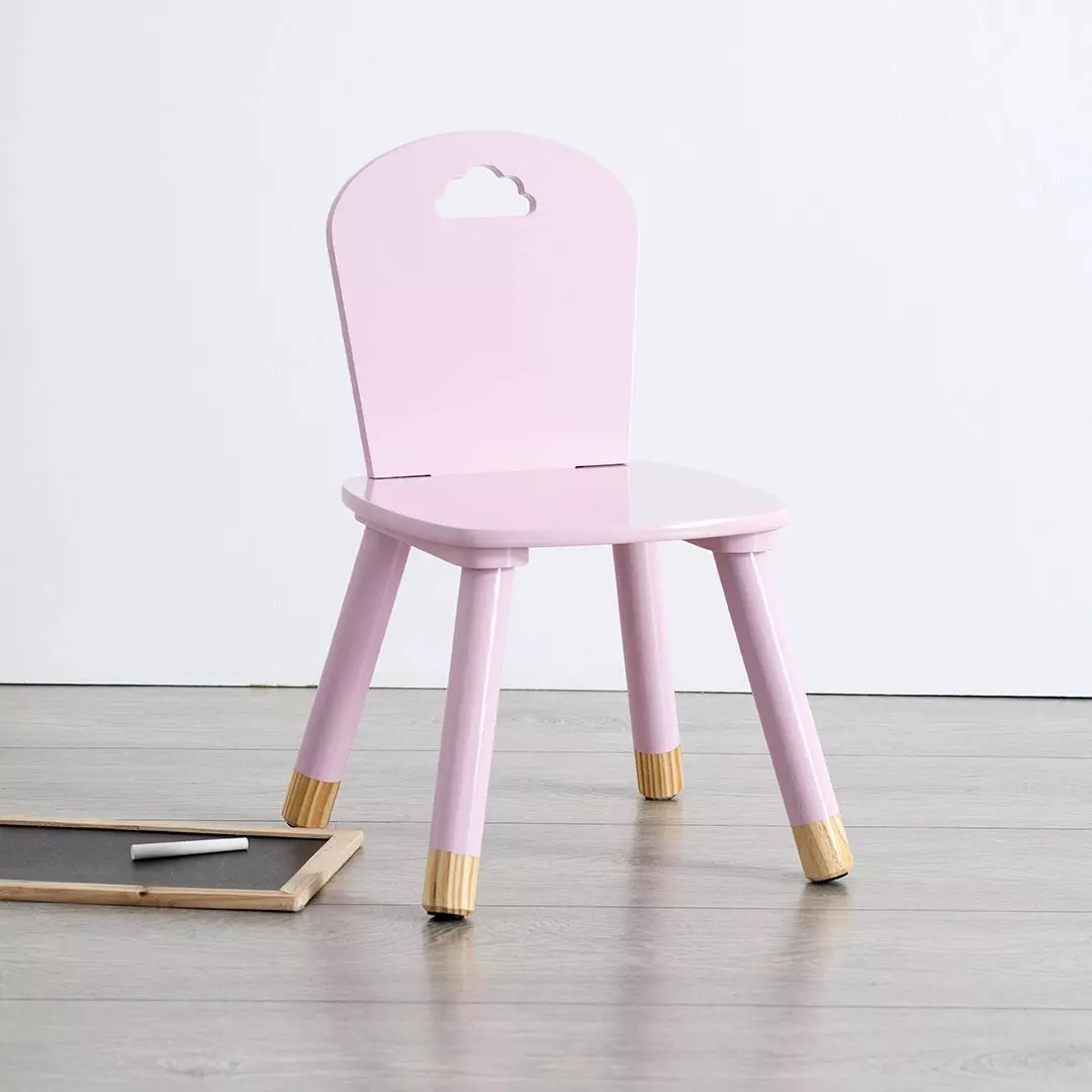 eminza Chaise enfant bois (H50 cm) Douceur Rose