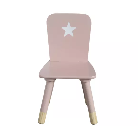Eminza Chaise Enfant Bois (H50 Cm) Stars Rose