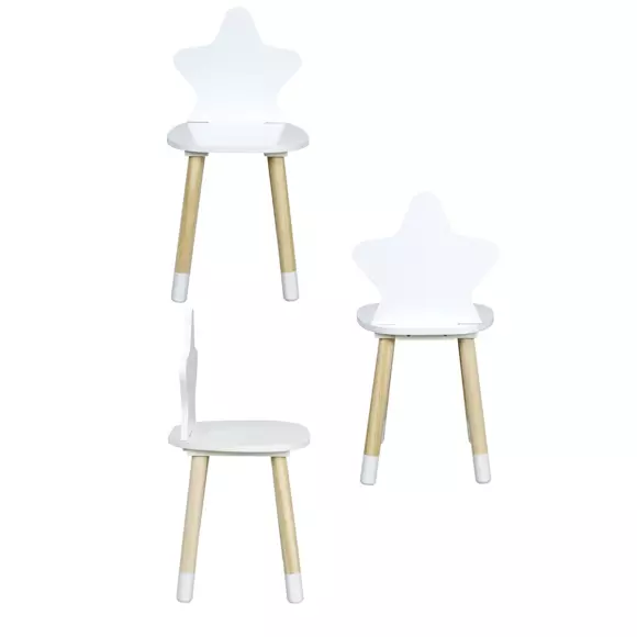 Eminza Chaise Enfant Bois (H54 Cm) Etoile Blanche