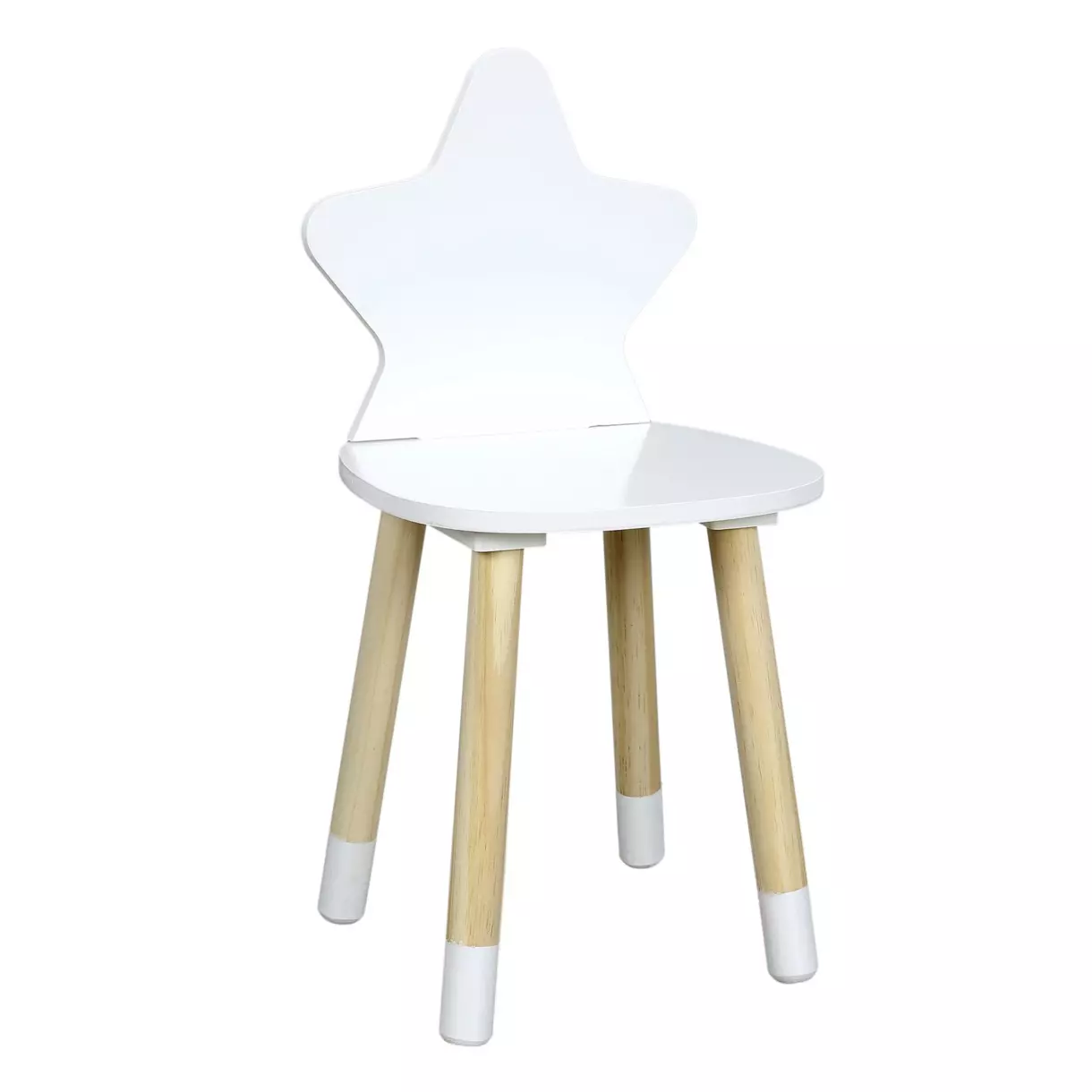 eminza Chaise enfant bois (H54 cm) Etoile Blanche