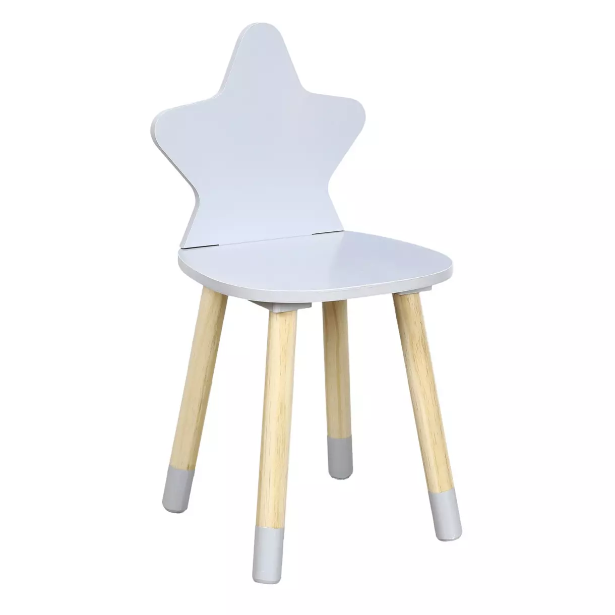 eminza Chaise enfant bois (H54 cm) Etoile Grise