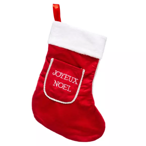 Eminza Chaussette De Noël (H45 Cm) Joyeux Noël Rouge