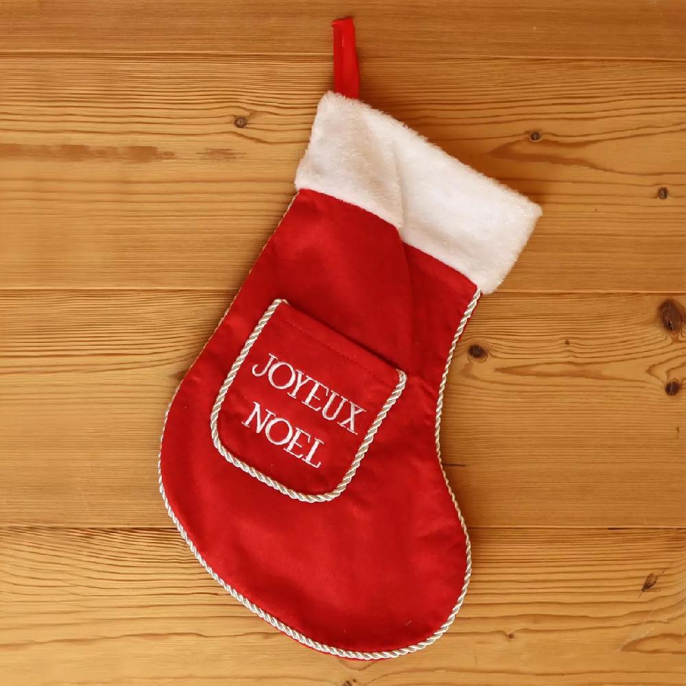 eminza Chaussette de Noël (H45 cm) Joyeux Noël Rouge