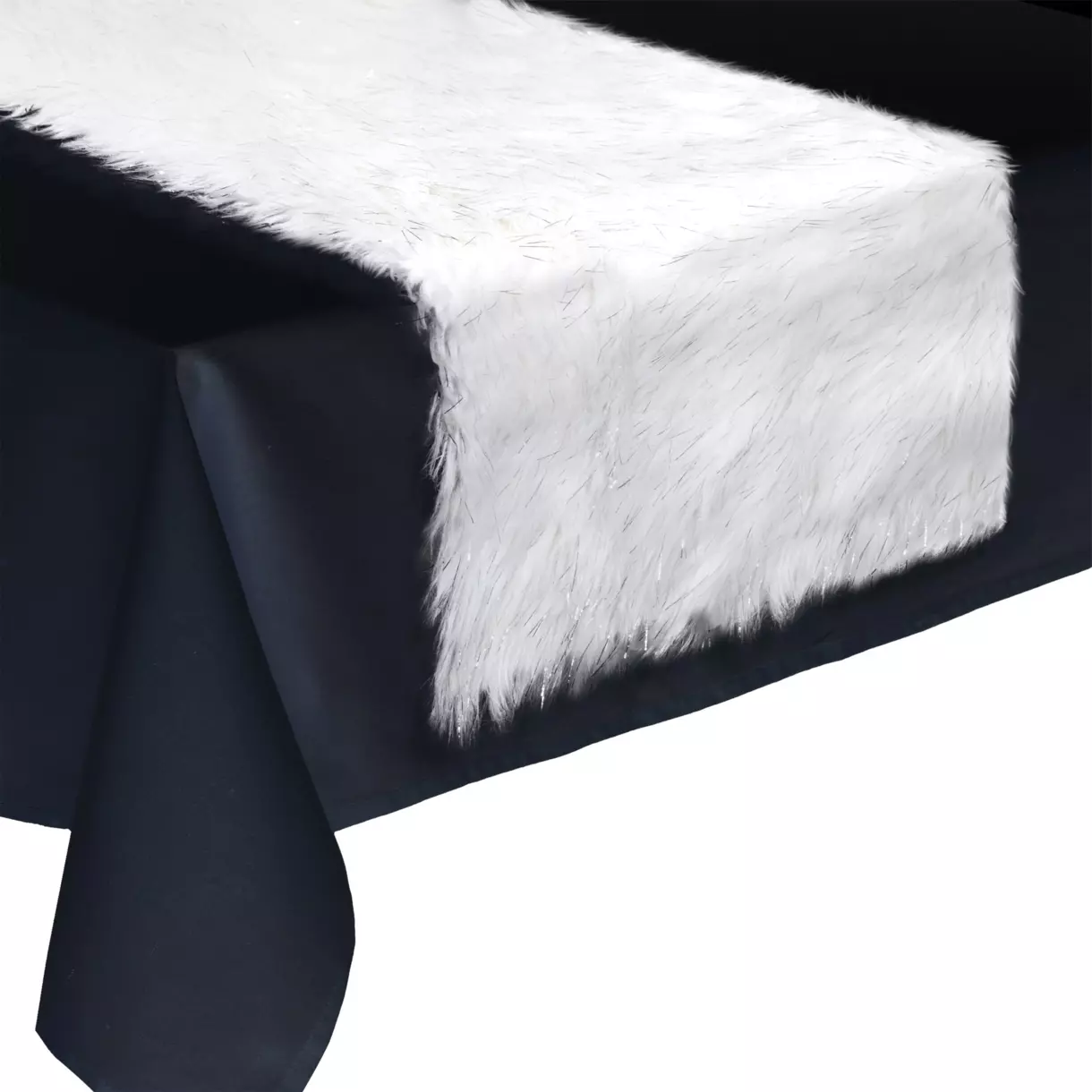 eminza Chemin de table (150 x 45 cm) Fourrure Blanc