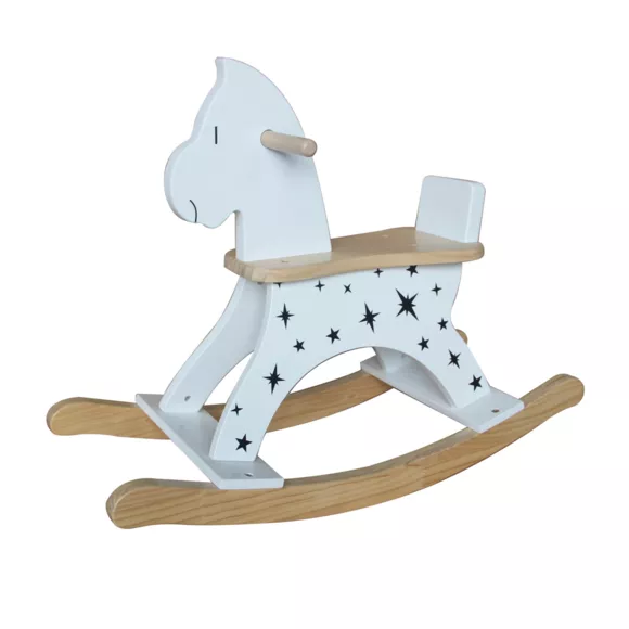 Eminza Cheval à Bascule Bois (H53 Cm) Stars Blanc