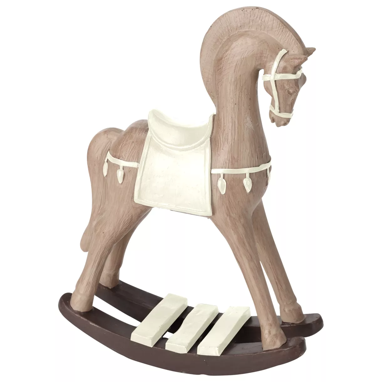 eminza Cheval à bascule (H16 cm) en bois Blanc