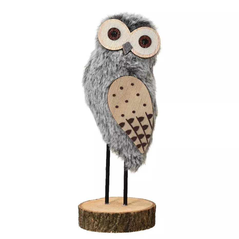 eminza Chouette de Noël en bois (H22 cm) Lucie