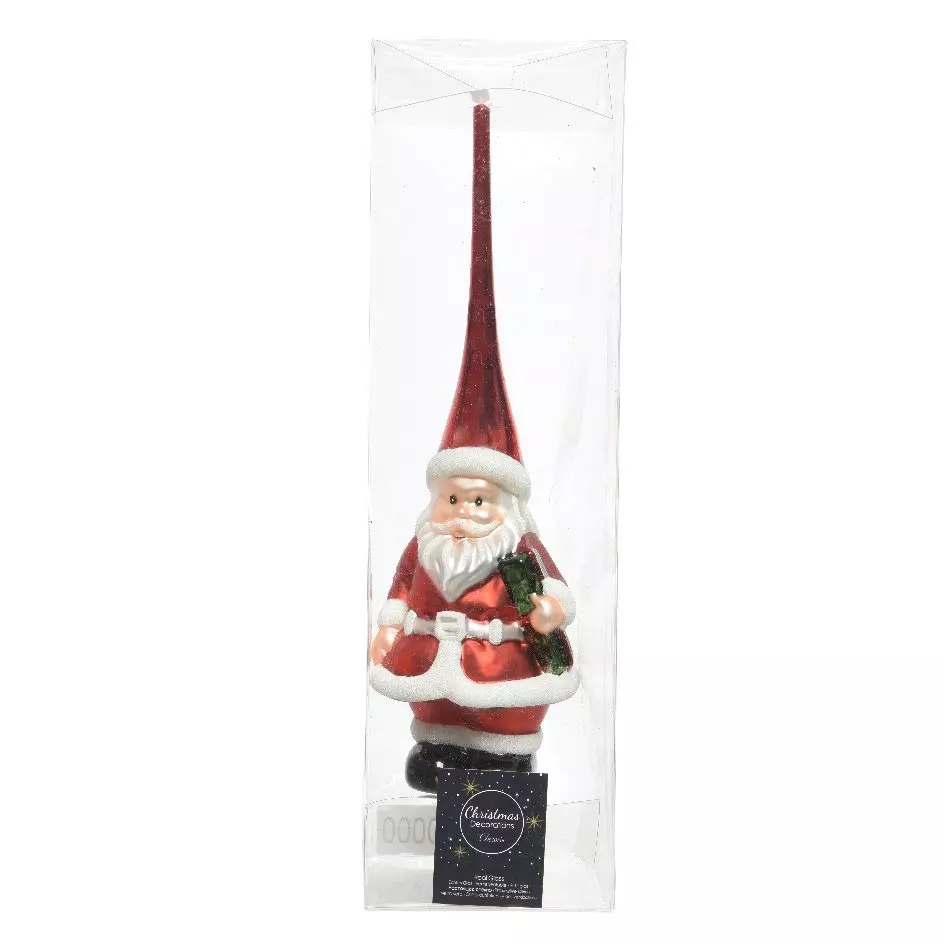 eminza Cimier de sapin en verre Père-Noel Rouge