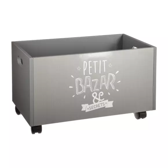 Eminza Coffre à Jouets Enfant Bois (H28 Cm) Oxo Gris