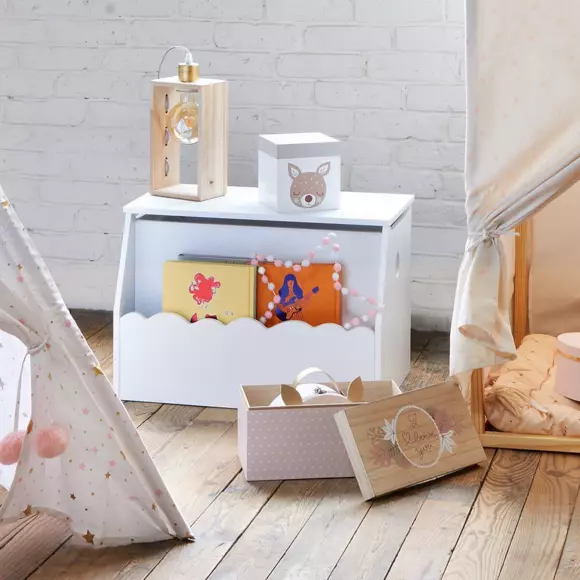 Eminza Coffre Enfant Bois (H38 Cm) Evan Blanc