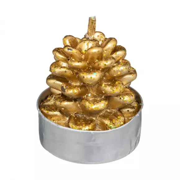 Eminza Coffret De 6 Bougies (H4 Cm) Pomme De Pin Or