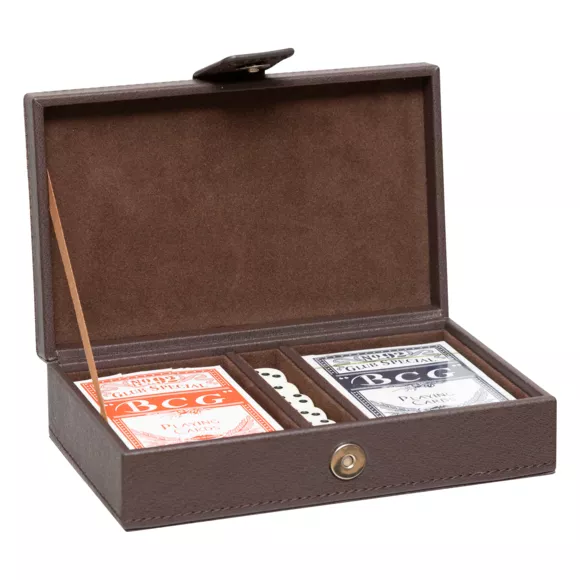 Eminza Coffret Jeu Cartes Bois (19 Cm) Jule Marron