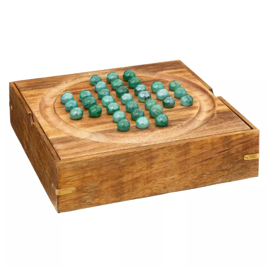 Eminza Coffret Jeu Solitaire En Manguier Naturel