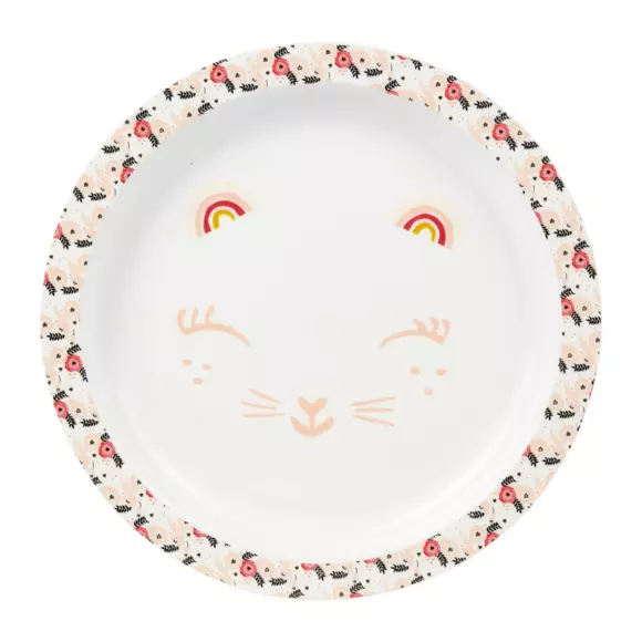 Eminza Coffret Repas Bébé 5 Pièces Chat Rose