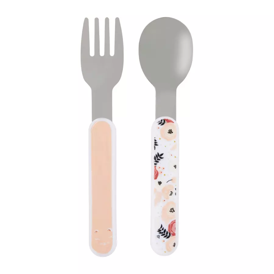 Eminza Coffret Repas Bébé 5 Pièces Chat Rose