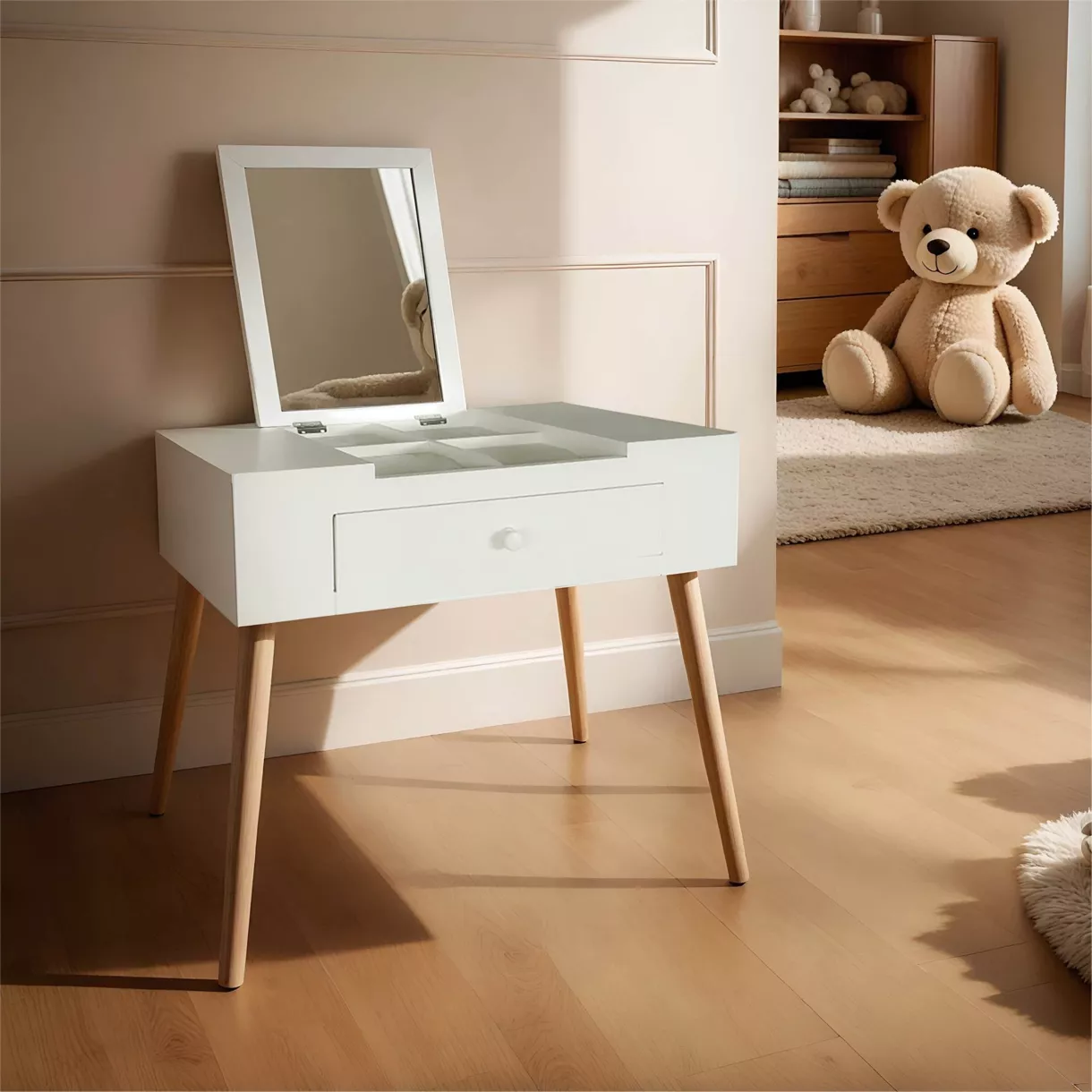 eminza Coiffeuse enfant bois (H110 cm) Julia Blanche