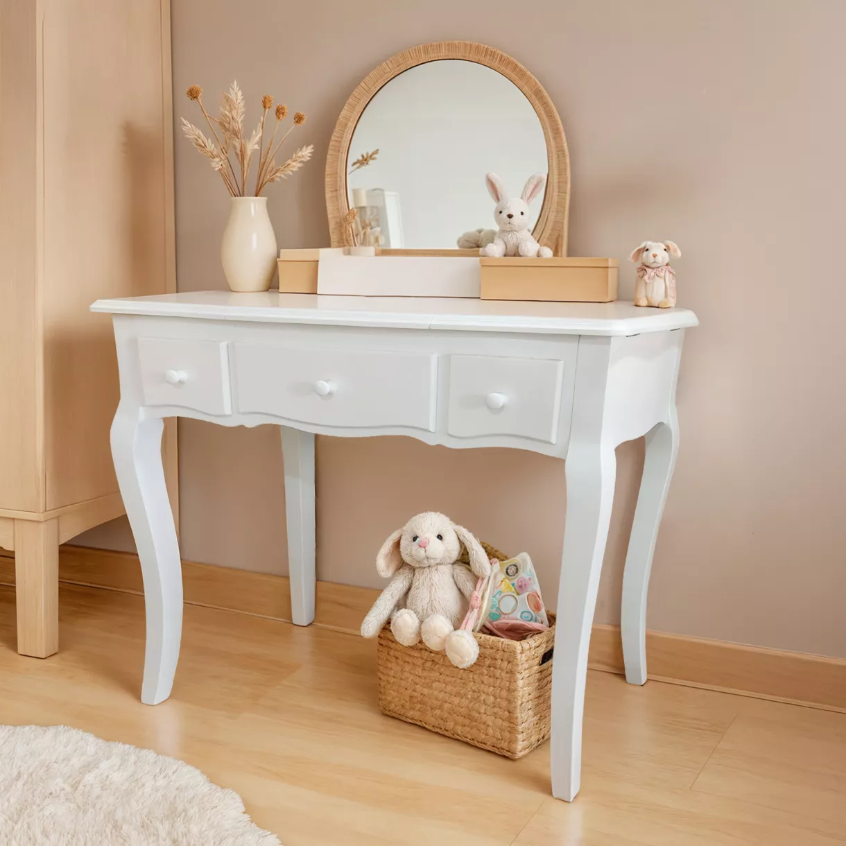 eminza Coiffeuse enfant bois (H115 cm) Romy Blanche
