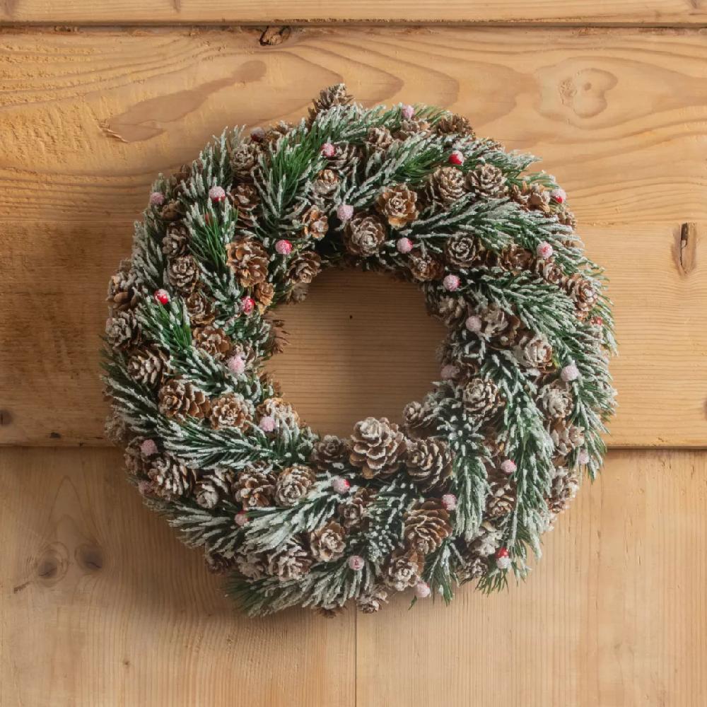 eminza Couronne de Noël (D30 cm) Corylus givré