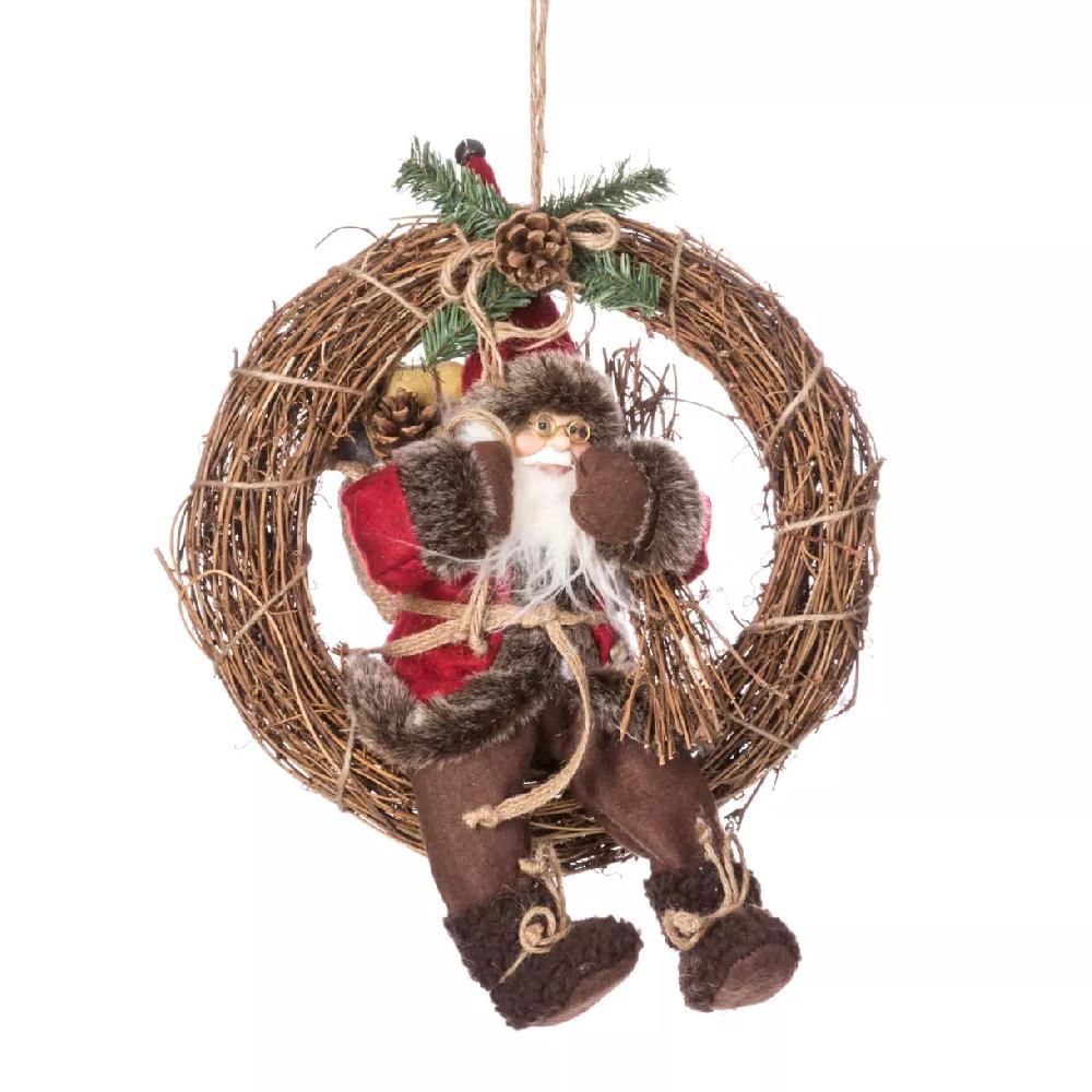 eminza Couronne de Noël (D30 cm) Père Noël Hector