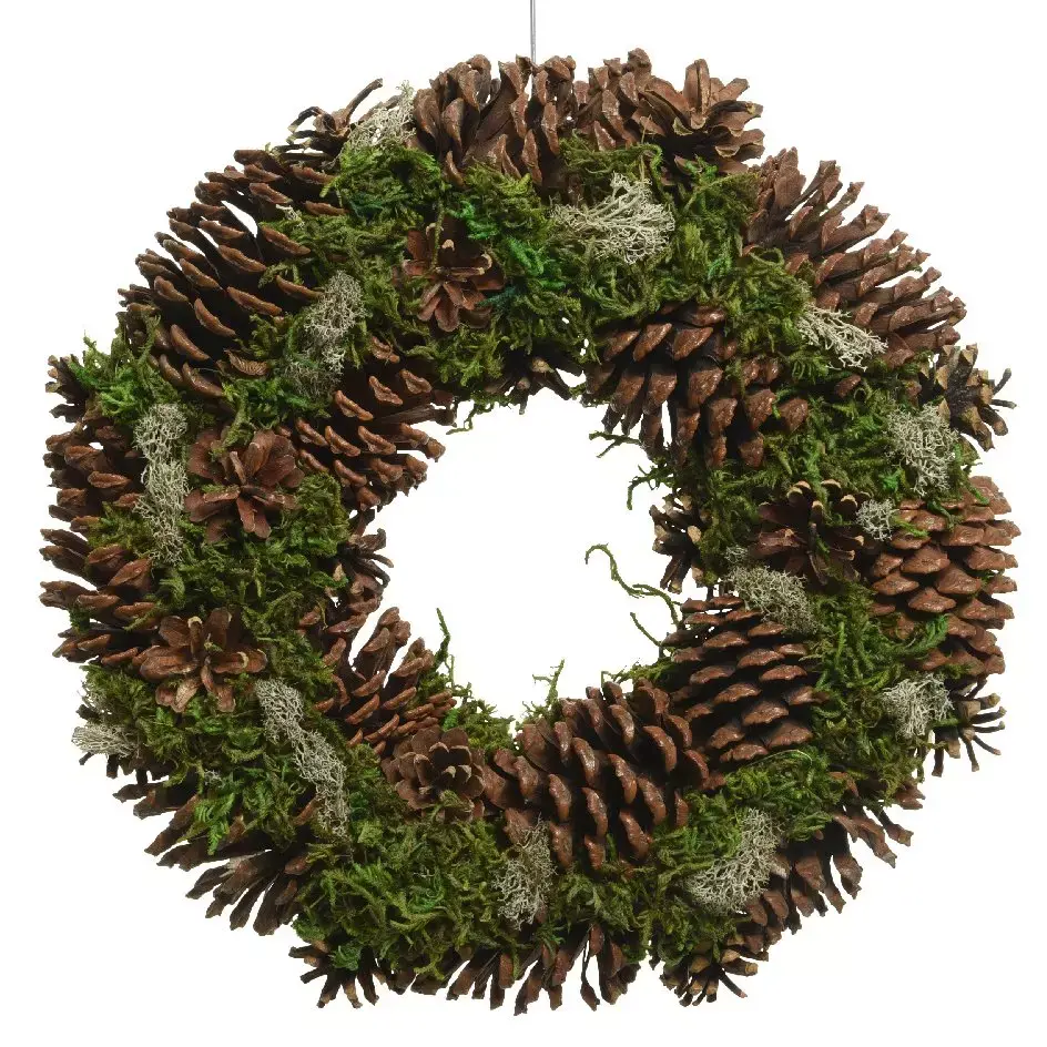 eminza Couronne de Noël (D34 cm) Sous-bois Naturel