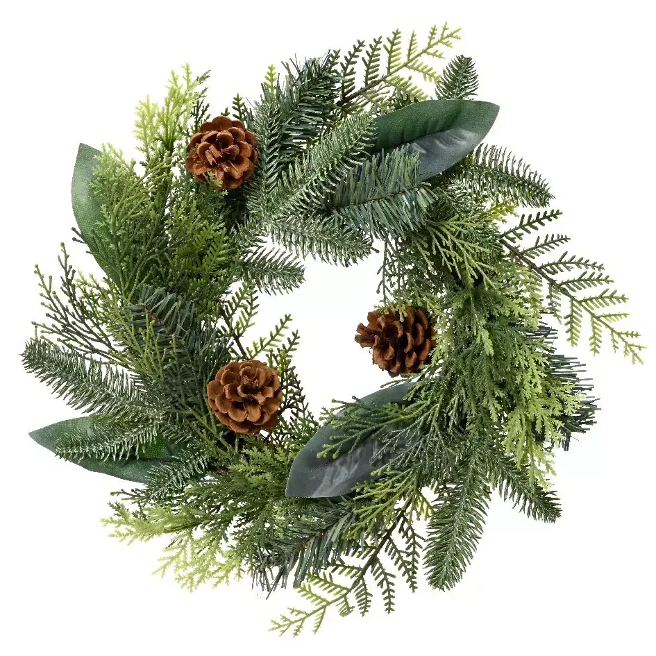 eminza Couronne de Noël (D40 cm) Brocéliande Verte