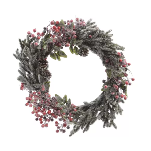 Eminza Couronne De Noël (D40 Cm) Epinea Vert Enneigé