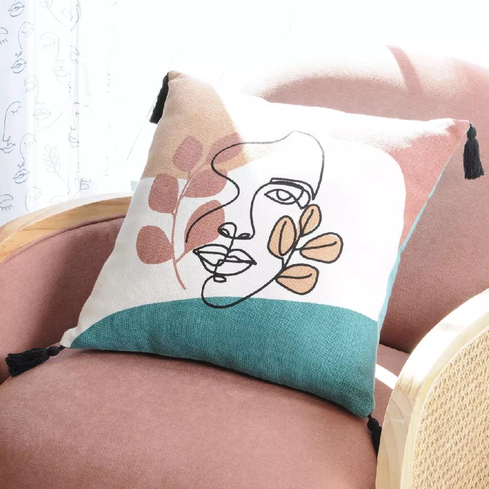 eminza Coussin carré (40 cm) Esquisse Multicolore