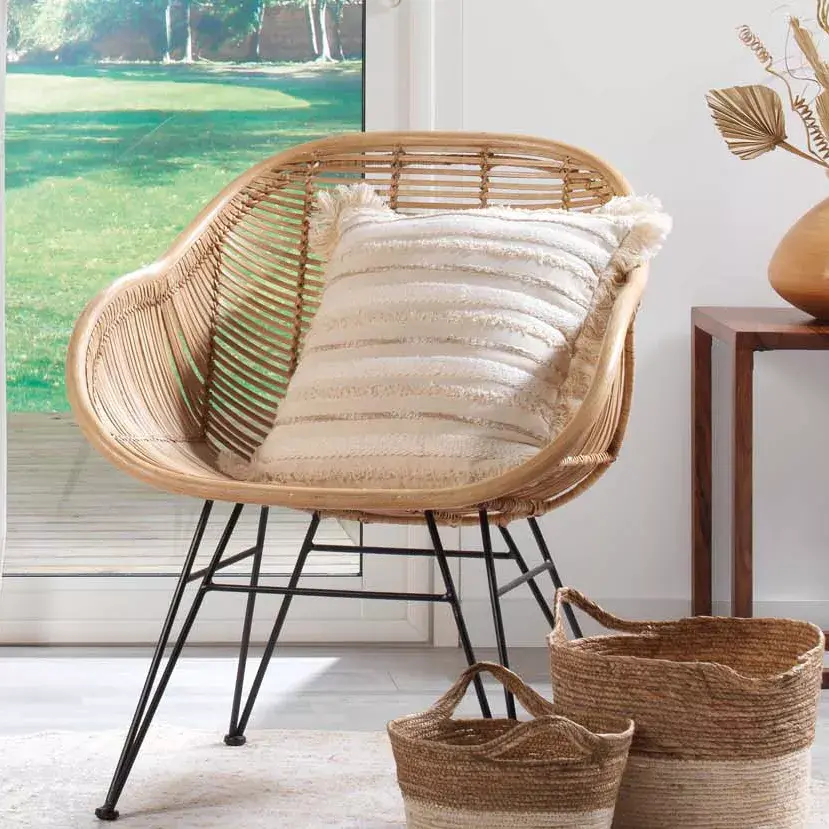 eminza Coussin carré coton (40 x 40 cm) Atlas Beige