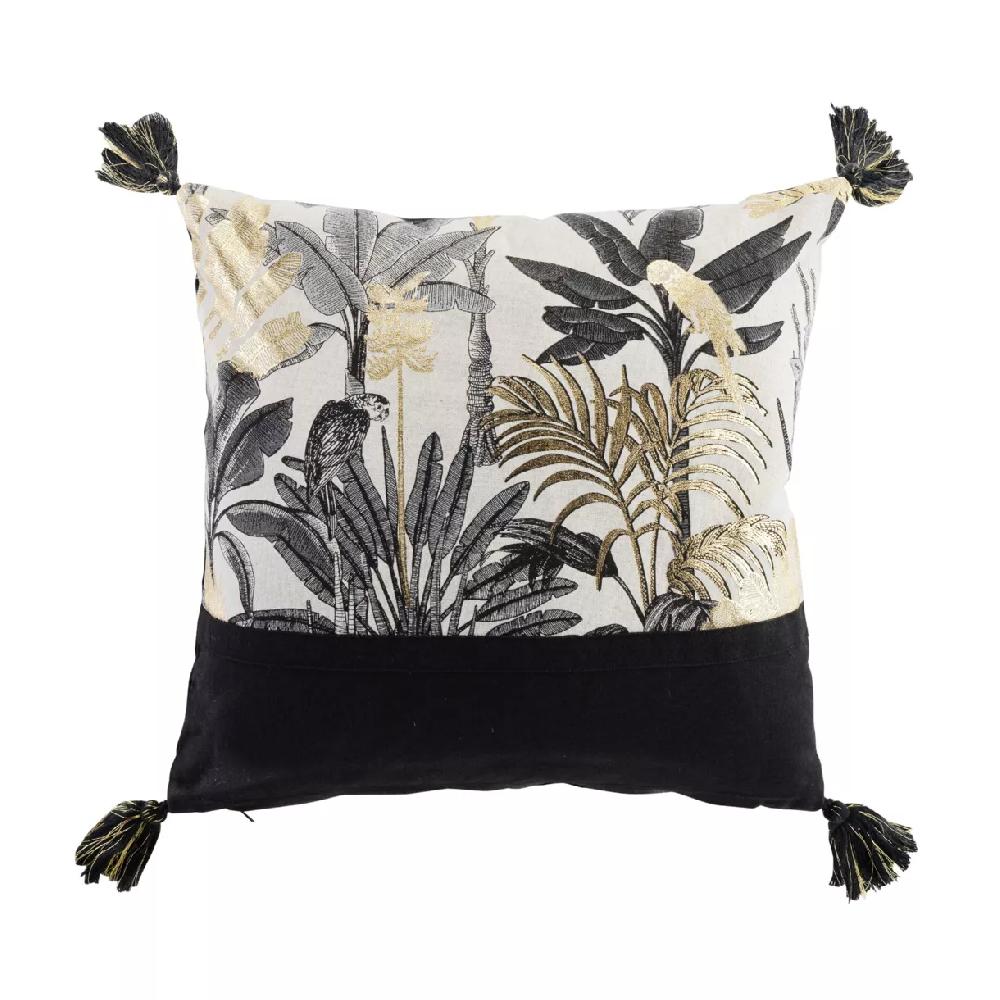 eminza Coussin carré coton (40 x 40 cm) Karaba Noir