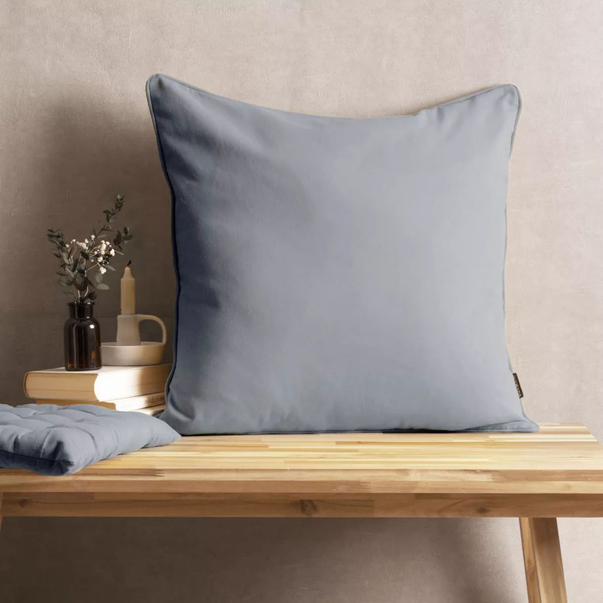 eminza Coussin carré coton (60 x 60 cm) Pixel Gris