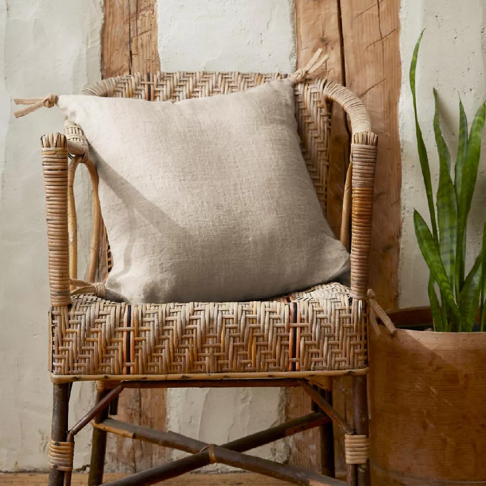 eminza Coussin carré lin lavé (45 cm) Louise Beige