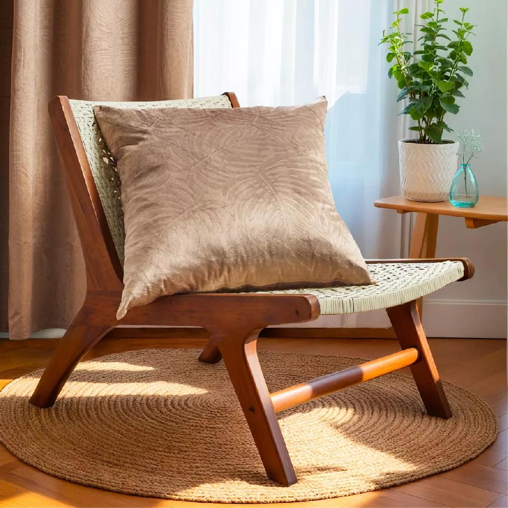 eminza Coussin carré velours (60 x 60 cm) Fern Taupe