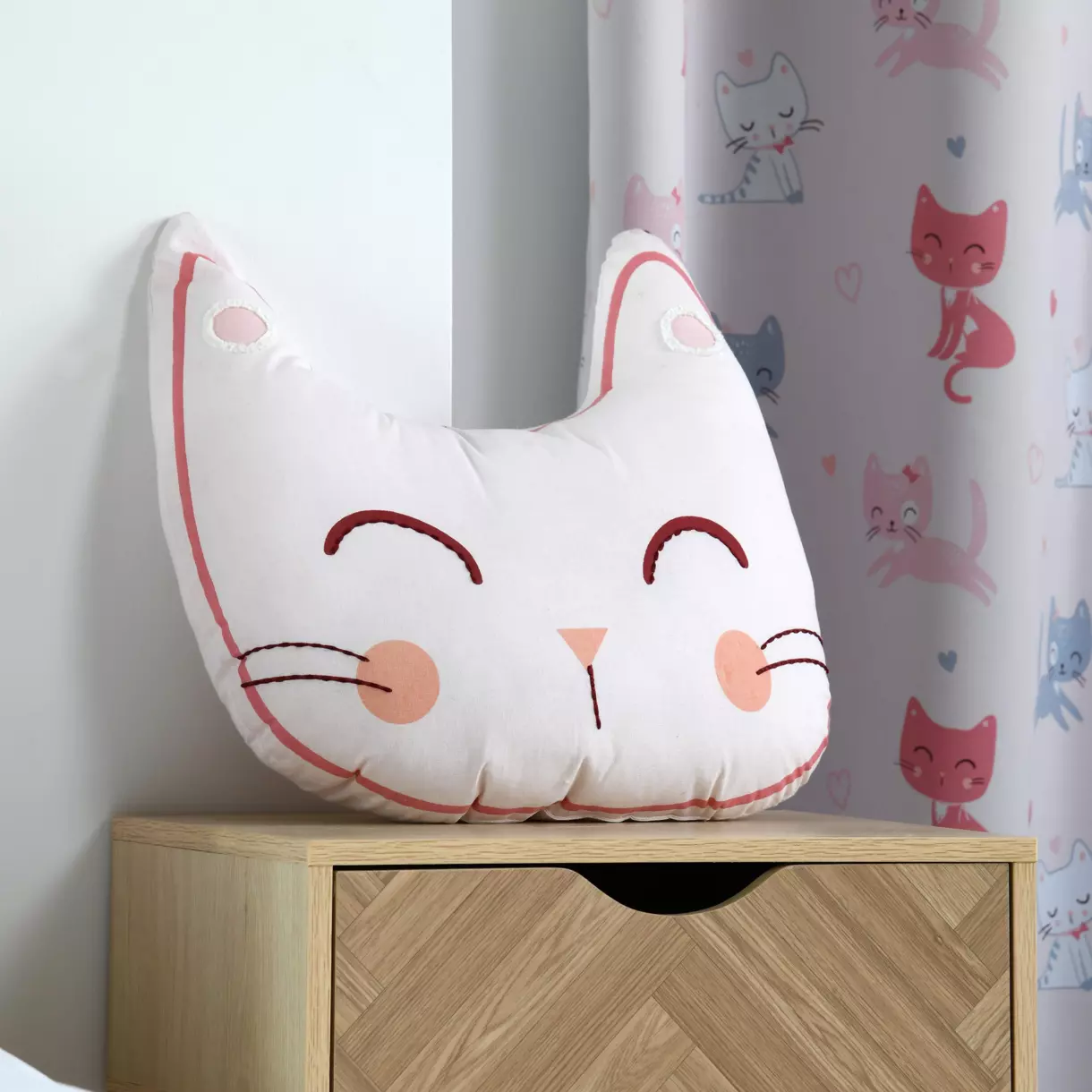 eminza Coussin chat enfant (40 cm) Zoeline Rose