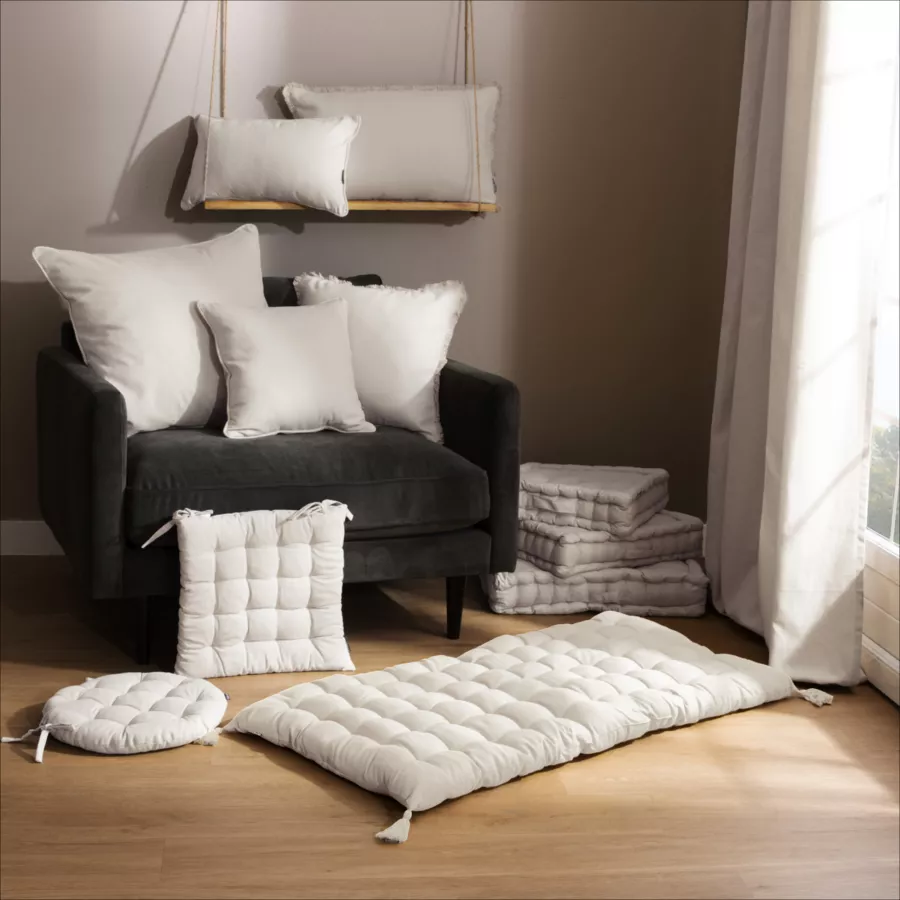 Eminza Coussin De Sol Coton (40 X 40 Cm) Pixel Beige