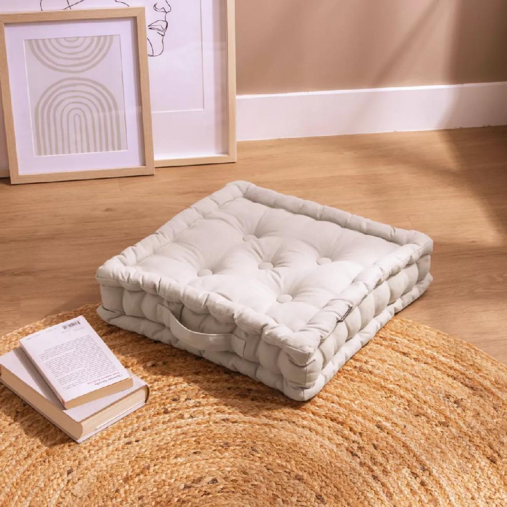 eminza Coussin de sol coton (40 x 40 cm) Pixel Beige