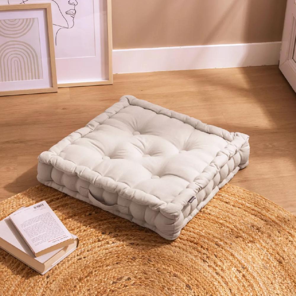 eminza Coussin de sol coton (50 x 50 cm) Pixel Beige