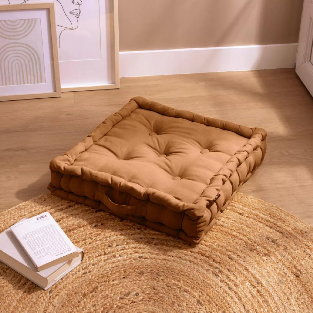 eminza Coussin de sol coton (50 x 50 cm) Pixel Camel