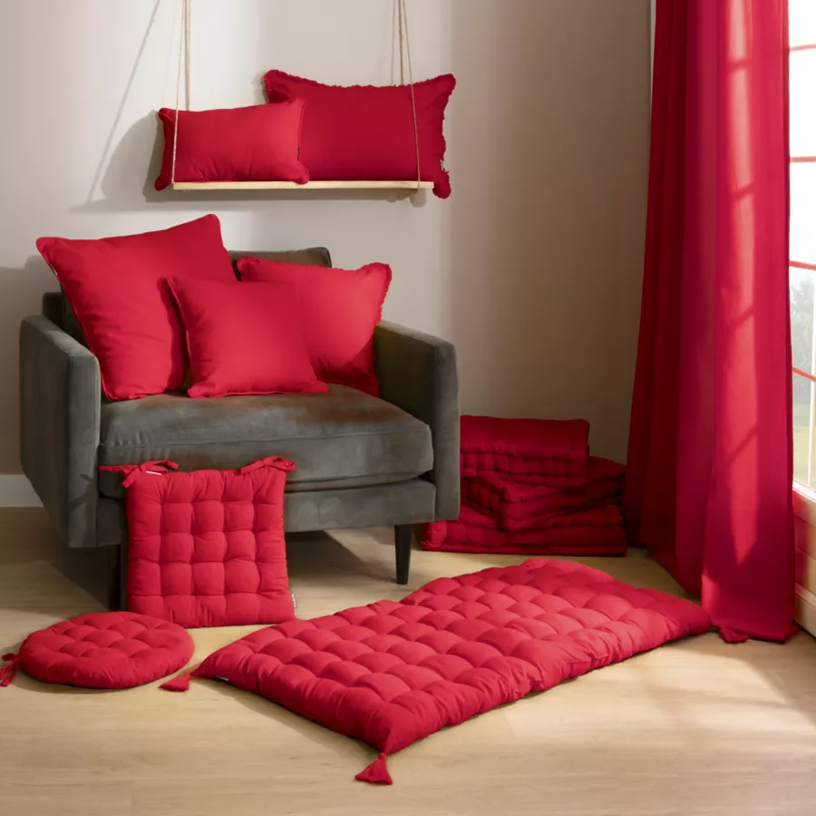 Eminza Coussin De Sol Coton (50 X 50 Cm) Pixel Rouge